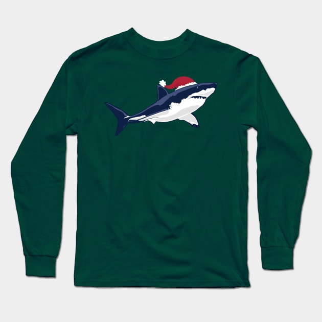 Santa Shark Baby Shark Long Sleeve T-Shirt by stayfrostybro